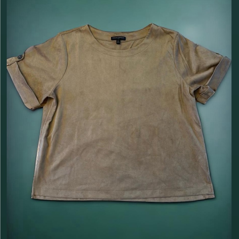 Tan Faux Suede Banana Republic Short Sleeve Top Size XL